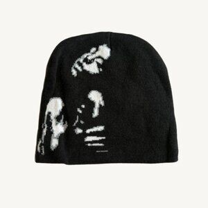 NWT Black and White Beanie Hat with Sensual Lady